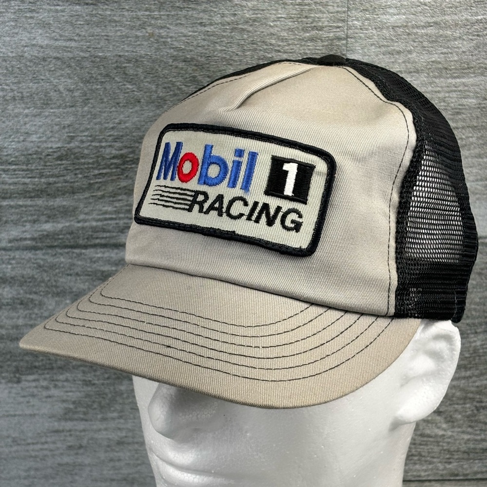 VTG Mobil 1 Racing Patch Mesh Snapback Trucker Hat Stylemaster OSFA USA Made